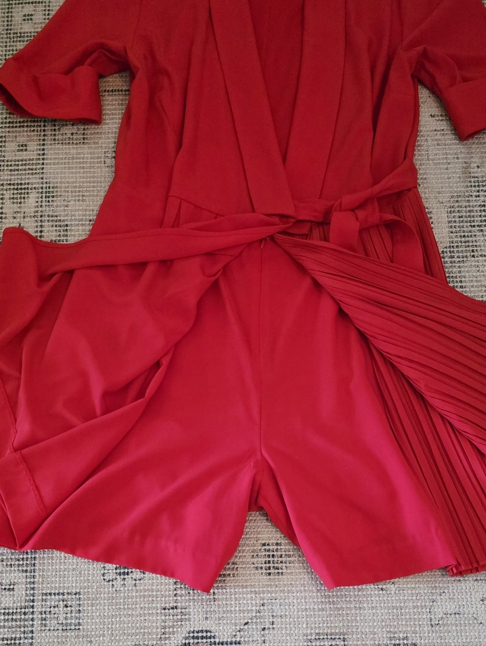 Alex Marie Red Pleated Wrap Rompet Dress - Picture 4 of 10